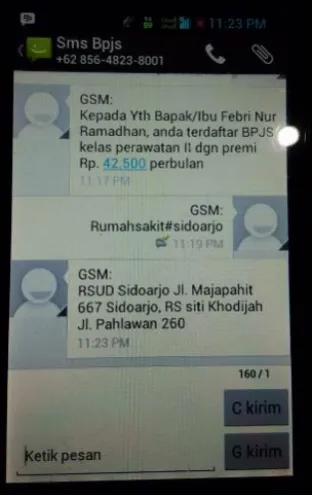Gambar 4.23 SMS Lokasi Rumah 
