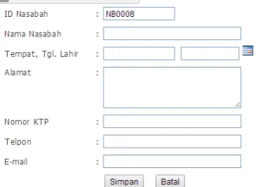 Gambar 10 Halaman Input Nasabah 