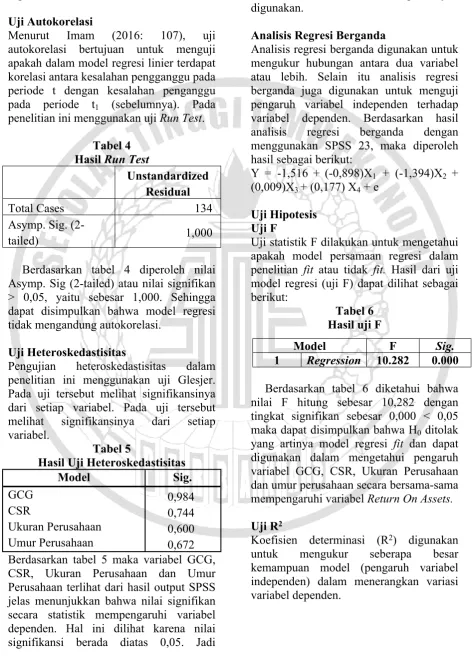Tabel 4menggunakan SPSS 23, maka diperoleh 