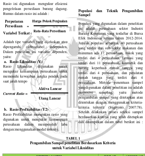 TABEL 1  Pengambilan Sampel penelitian Berdasarkan Kriteria 