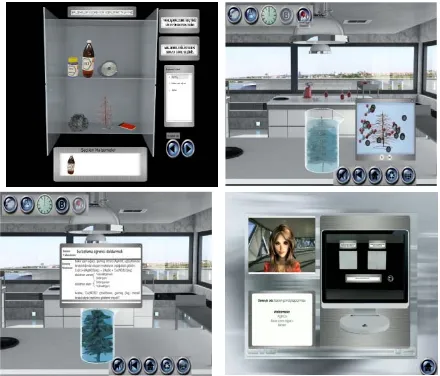 Figure 1. Screenshots from the virtual chemistry laboratory software 