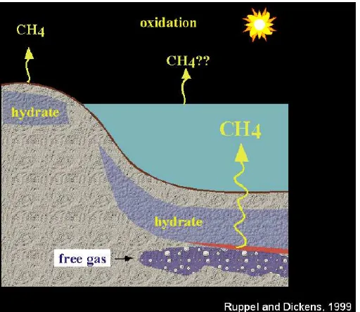 Gambar 12. Metode stimulasi termal dan pengurangan tekanan pada zona  kestabilan hidrat gas(13) 