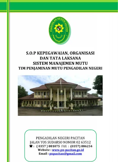 S.O.P KEPEGAWAIAN, ORGANISASI DAN TATA LAKSANA SISTEM MANAJEMEN MUTU