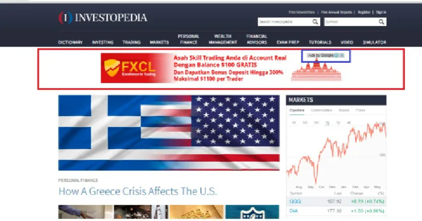 Gambar diatas menunjukan screen capture contoh Google Adsense di halaman