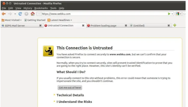 Gambar 12.10 Tampilan browser waktu pertama kali mengakses https  
