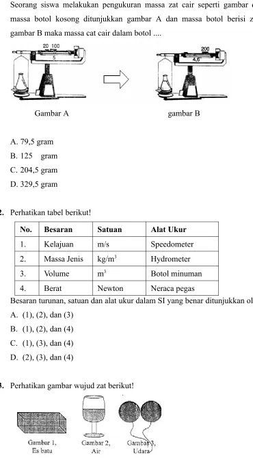 gambar B maka massa cat cair dalam botol ....