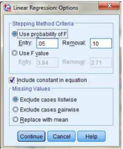 Gambar 2.7 Mengatur Options pada linier regression 