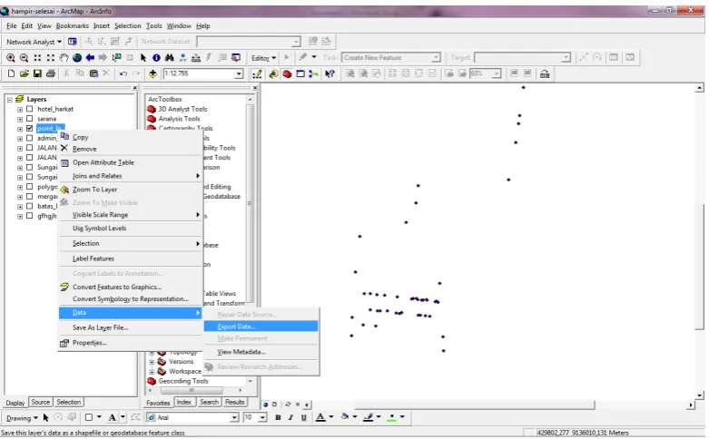 Gambar 2.4 Proses plotting koordinat hotel