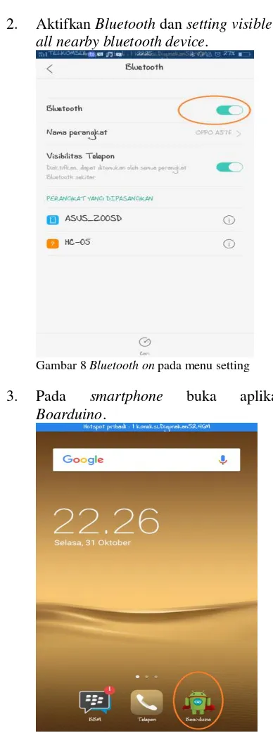 Gambar 8 Bluetooth on pada menu setting 