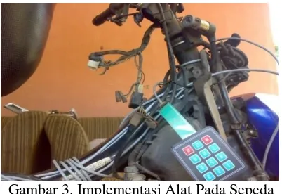 Gambar 4. Sriwijaya Motorcycle Security (SMS) yang Telah Terpasang di Sepeda Motor 