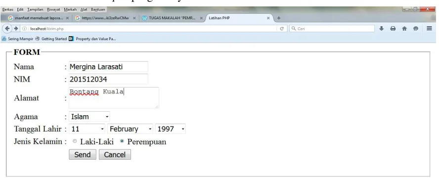Gambar 3.1.Output program dari Source Code HTML dan PHP Untuk Membuat FORM 