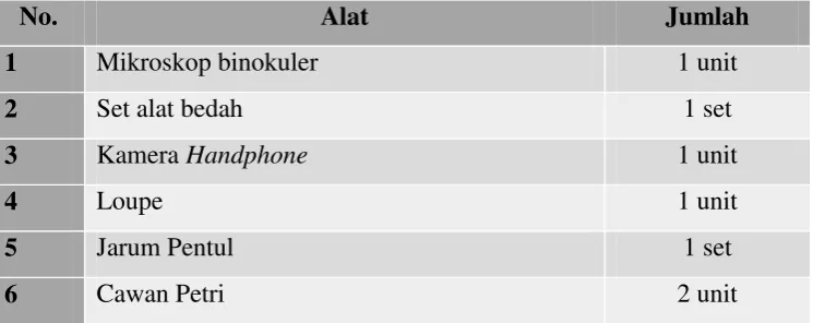 Tabel 1. Alat yang digunakan dalam praktikum mengobservasi Phylum 