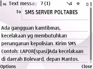 Gambar 15. Format SMS POLTABES[spasi]LAPOR