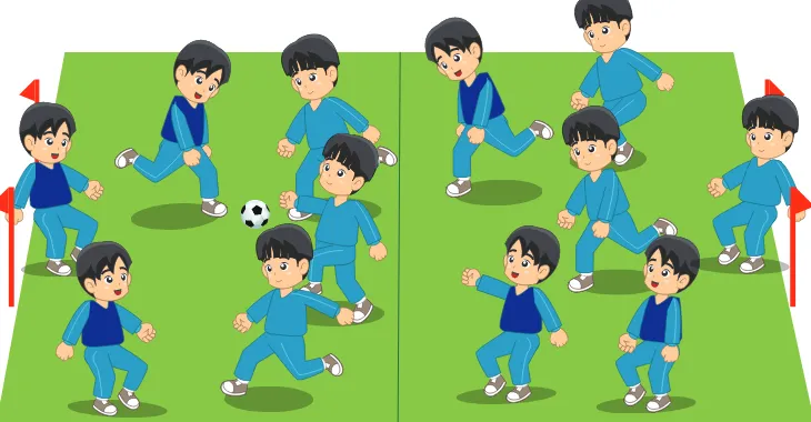 Gambar 1.22 Aktivitas pembelajaran bermain sepak bola dengan peraturan dimodifikasi