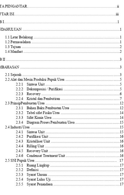 Tabel sifat Fisika Urea .................................................................14