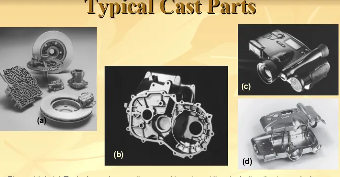 Figure 11.1  (a) Typical gray-iron castings used in automobiles, including the transmission 