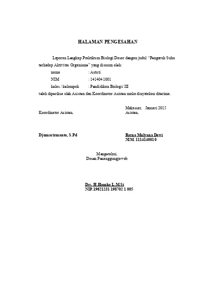 Laporan Praktikum Pengaruh Suhu Terhadap (1)