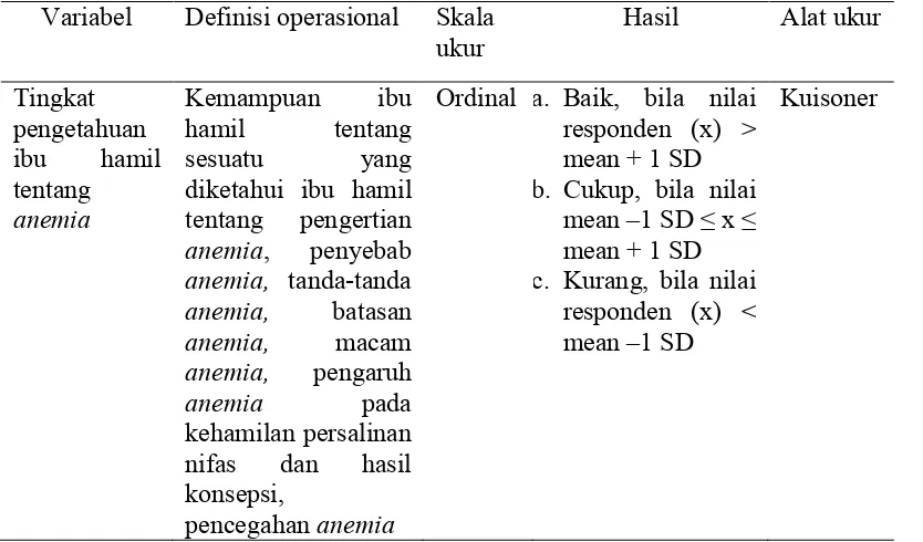 Tabel 3.1Definisi Operasional 