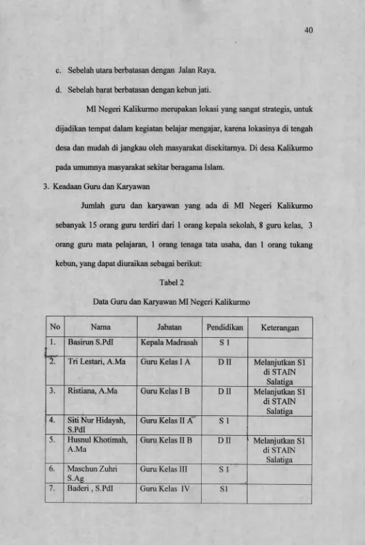 Tabel 2Data Guru dan Karyawan MI Negeri Kalikurmo