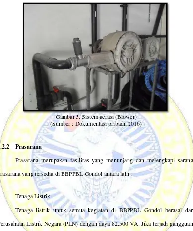 Gambar 5. Sistem aerasi (Blower)  