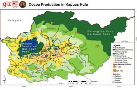Figure 10.Gambar 10.Cocoa Distribution in the District of Kapuas Hulu Distribusi Kakao di Kabupaten Kapuas Hulu