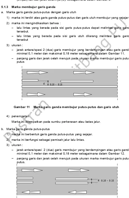 Gambar 11    Marka garis ganda membujur putus-putus dan garis utuh 