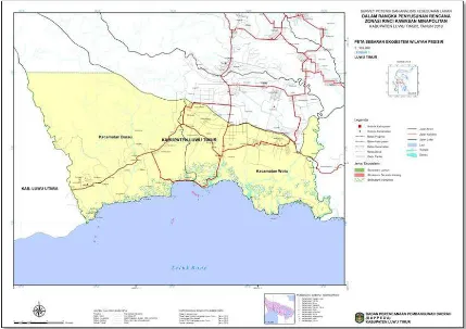 Gambar 8. Peta Sebaran Ekosistem Wilayah Pesisir Kec. Angkona dan Kec Malili (Sumber : Bappeda Luwu Timur,2010) 