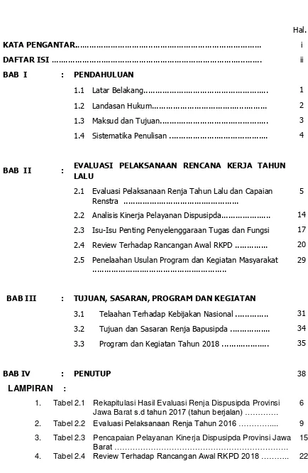 Tabel 2.1  Rekapitulasi Hasil Evaluasi Renja Dispusipda Provinsi 