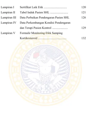 Tabel Induk Pasien SHL ........................ 