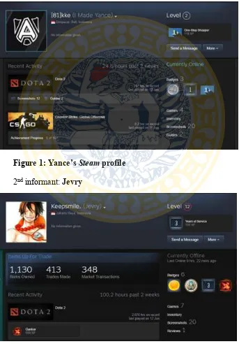 Figure 1: Yance’s Steam profile 