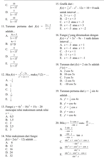 Grafik dari :                                                    23 x3 – x2 – 12x + 10 = 0 naik 