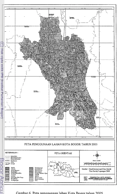 Gambar 6. Peta penggunaan lahan Kota Bogor tahun 2005 