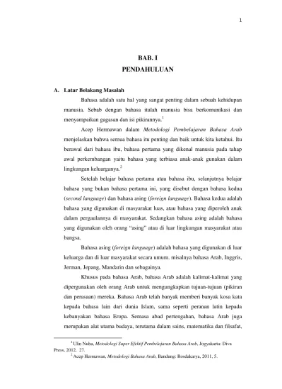 BAB. I PENDAHULUAN - KESADARAN INTUITIF GURU DALAM PENGGUNAAN BAHASA ...