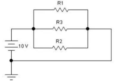 Gambar 1.6. Rangkaian resistor secara paralel 