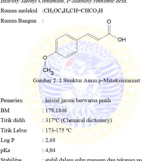 Gambar 2. 2 Struktur Asam p-Metoksisinamat 
