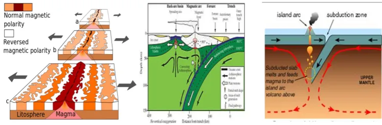 Gambar 4.2 a. MOR, b. Back arc Basin, c. Island Arc