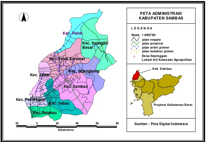Gambar 4. Peta Administrasi Kabupaten Sambas 