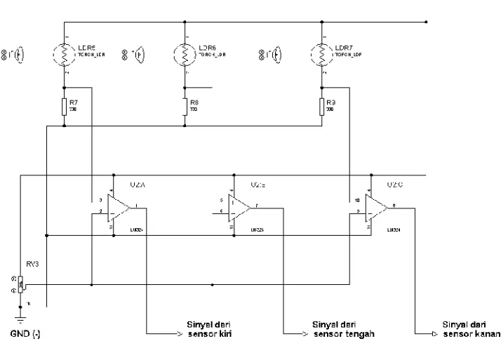 Gambar 4.4 Penggunaan LM324 (Oprational Amplifier) untuk Manipulasi Sinyal
