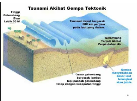 Gambar 3.2 Tsunami akibat gempa tektonik di dasar laut