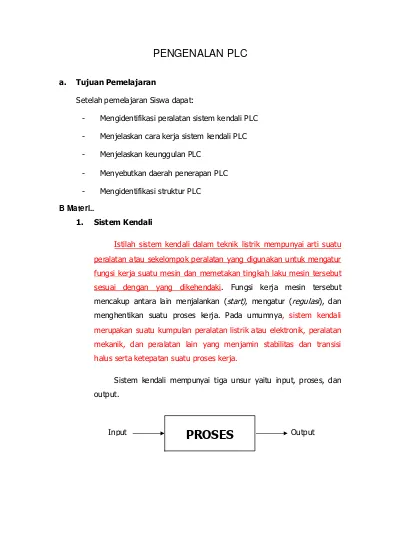 PENGENALAN PLC A. Tujuan Pemelajaran Set