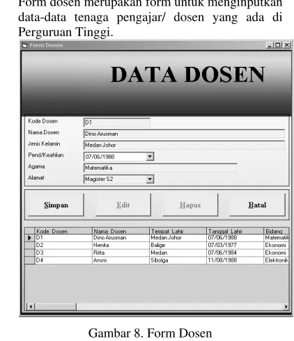 Gambar 8. Form Dosen 