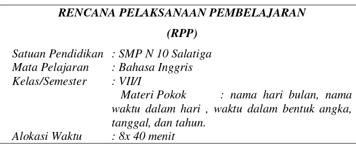 Table 4.4 Teacher D’s Lesson Plan : 