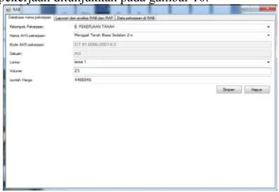 Gambar 10. Form database nama pekerjaan  