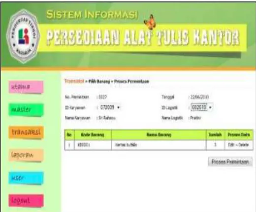 Gambar 16. Tampilan menu Transaksi 
