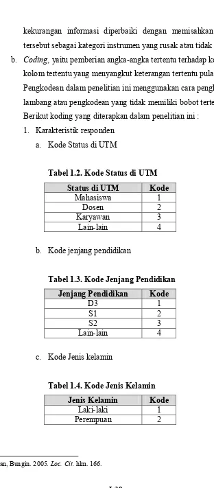 Tabel 1.2. Kode Status di UTM 