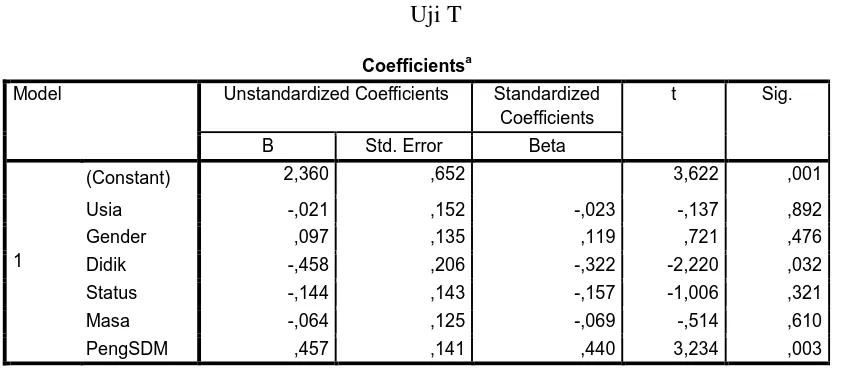 Tabel 4.9 Uji T 