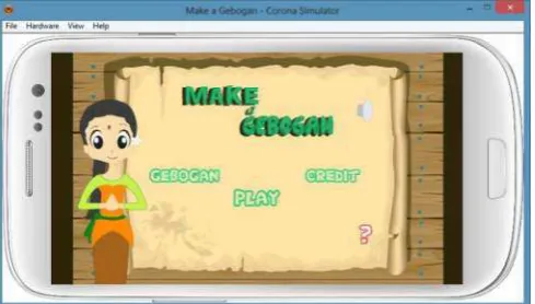 Gambar 5. Main Menu Scene Aplikasi GameGebogan pada Emulator 