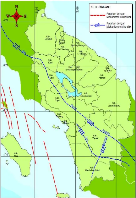 Gambar 3.2 Patahan di Wilayah Daratan dan Laut Sumatera Utara Selain 
