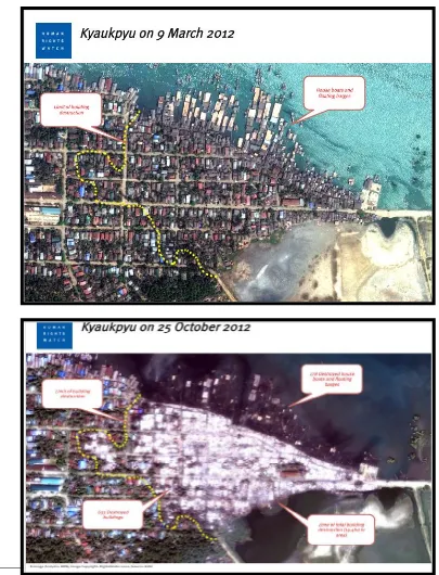 Gambar Satelit Sebelum dan Sesudah Kerusuhan Oktober 2012 di Kyaukpyu