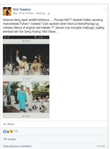 Gambar I.3 Capture Posting akun Bali Tuwalen tanggal 16 Mei 2016  (Sumber: www.facebook.com) 